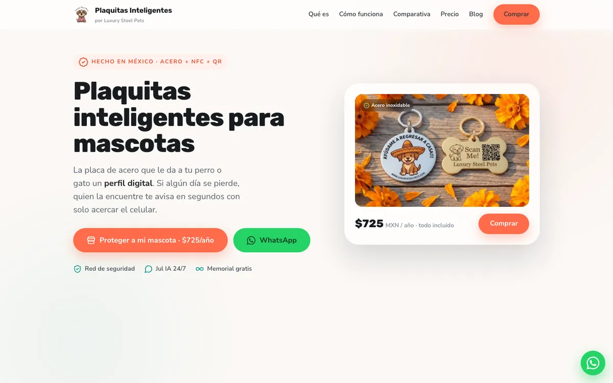 plaquitasinteligentes.com: Placas con NFC y QR para el collar de tu mascota, con envío a todo México.