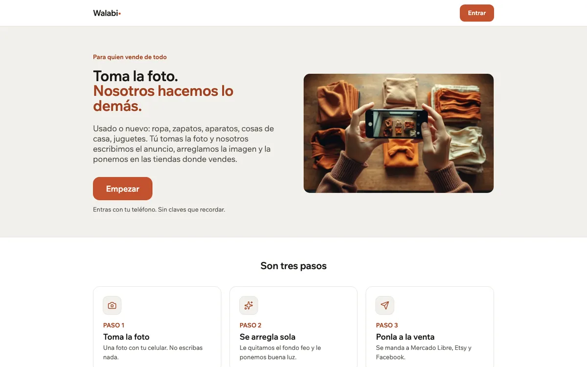vender.walabi.ai: Tomas la foto y te arma el anuncio para Mercado Libre, Etsy y Facebook.